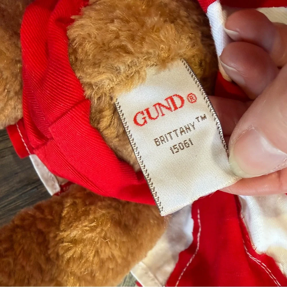 GUND “Brittany” Cheerleader Teddy Bear Plush 12” Red‎ White Pom Poms NWT